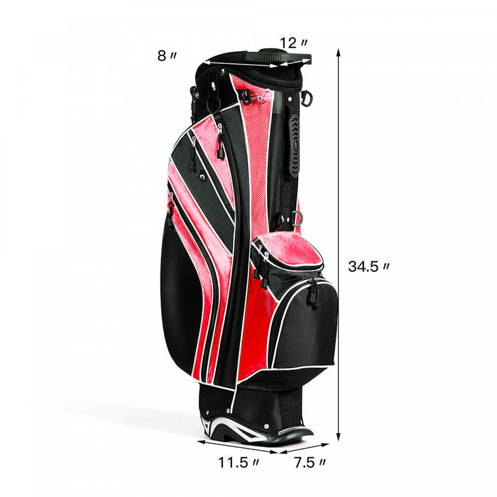 Costway Golf Stand Cart Bag Club W/6 Way Divider Carry Organizer Poches Stockage Rouge
