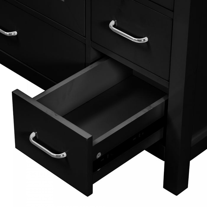 Meuble de salle de bain moderne Derek 36 pouces avec lavabo ceramique et rangement multiple, noir