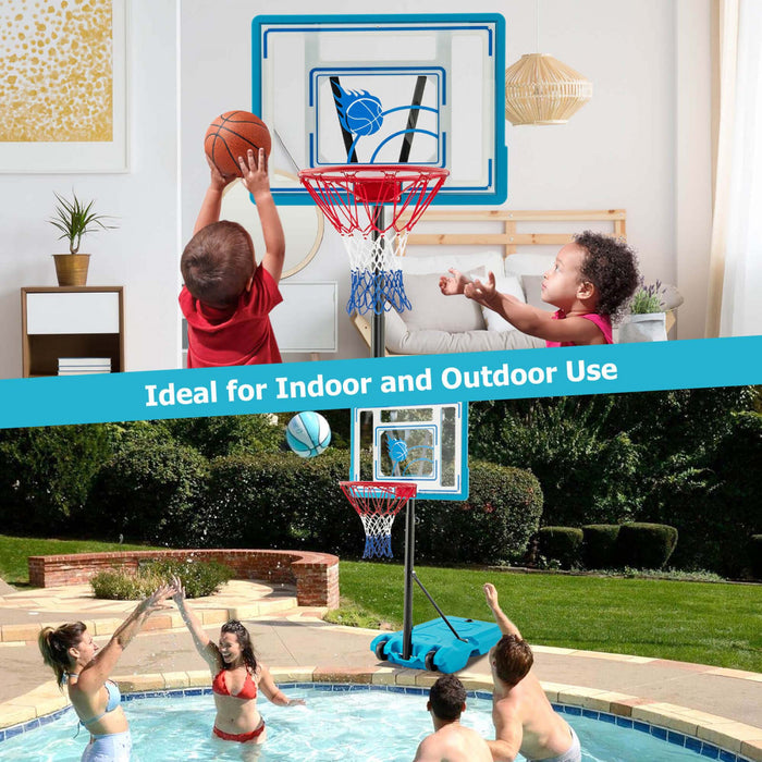 Costway Pool Basketball Hoop 3.8-4.4 Ft Basketballgoal Systeme Reglable En Bord De Piscine