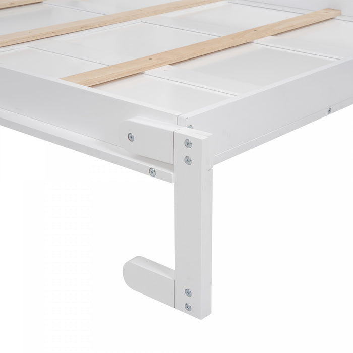 Aiden Lit escamotable Murphy avec etageres et eclairage LED, taille Full, blanc