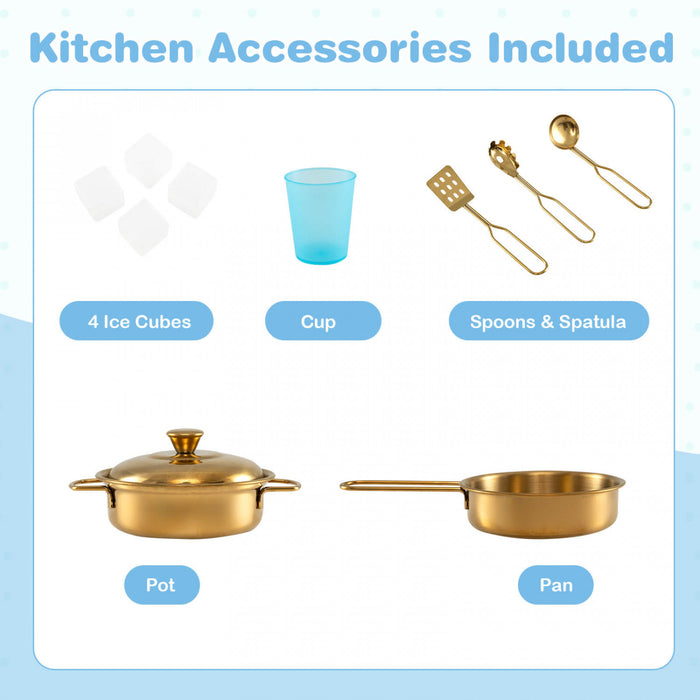 Costway Kid's Pretend Play Kitchen Toddler Kitchen Playset Avec Blackboard Beige