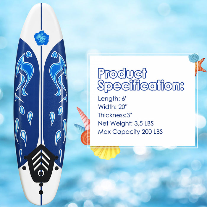 Costway – Planche De Surf De 6’’ A 3 Derives & Leash Pour Enfants, Adultes