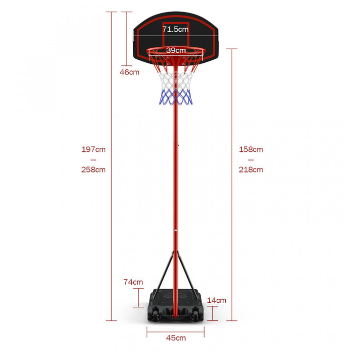 Base Et Panier De Basketball Reglable En Hauteur Costway, Support De Basketball Portable Avec 2 Roues, Base Remplissable, Filet En Nylon Resistant Aux Intemperies