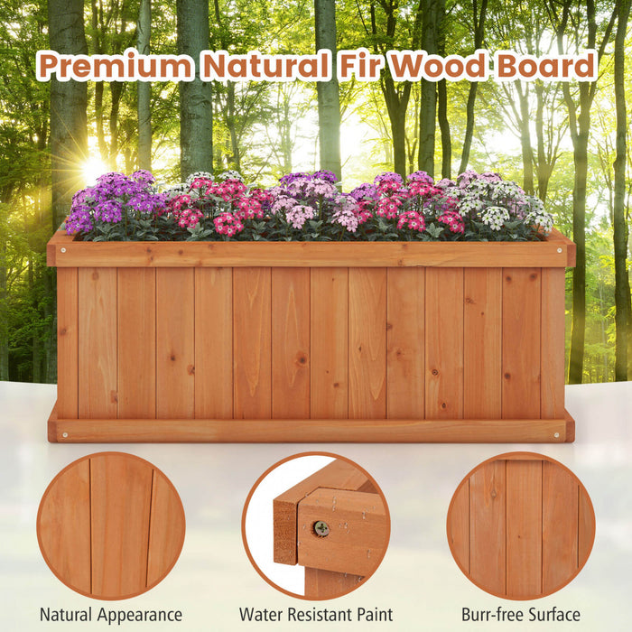 Costway Souleve Jardin Lit Sapin Bois Rectangle Planter Boite Avec Trous De Drainage Orange