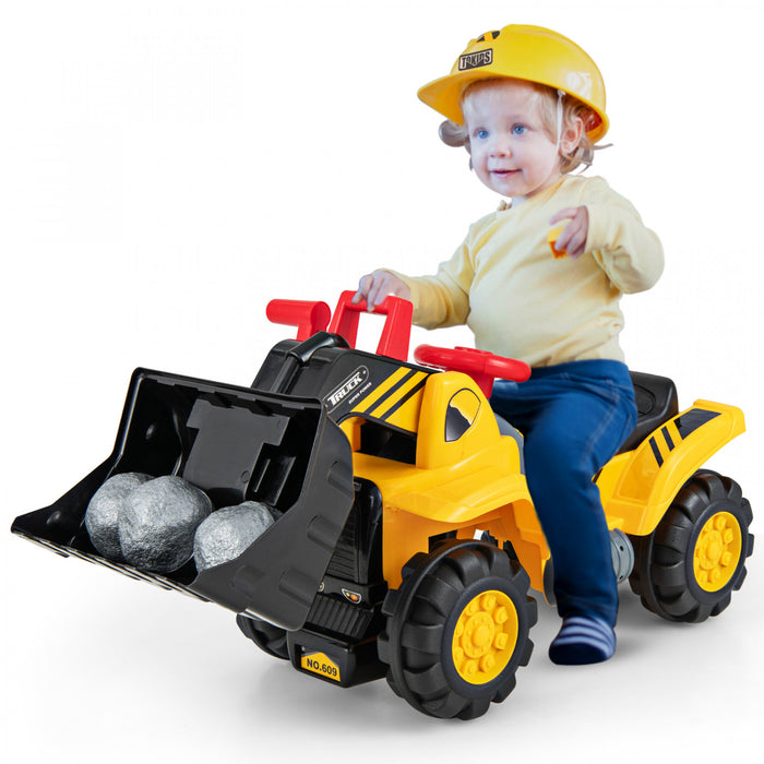Costway Tracteur A Pedales A Monter Pour Enfant Vehicule Tracteur Excavatrice Trotteur Trotteur D'equilibre Vocal De Quatre Pneus Pour Enfant Jaune