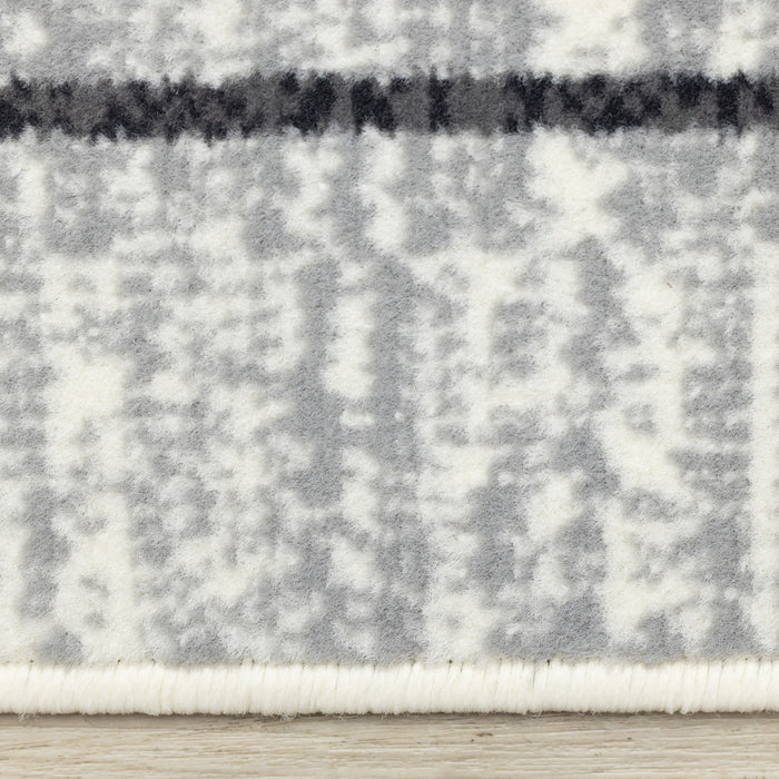 Carpette Forte blanche, grise et noire à motif de taches rayées modernes - 5 pi 3 po x 7 pi 5 po