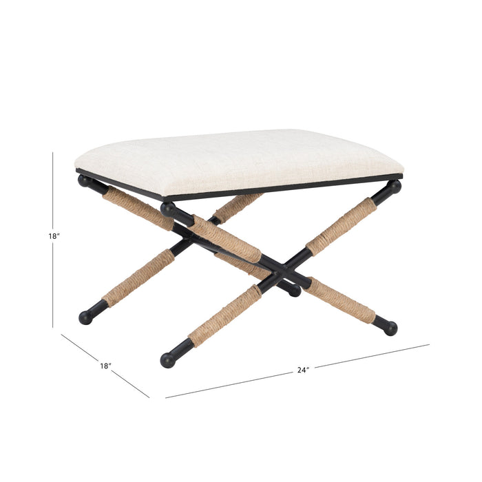 Pouf Ashburn Campaign en tissu d'apparence lin - noir