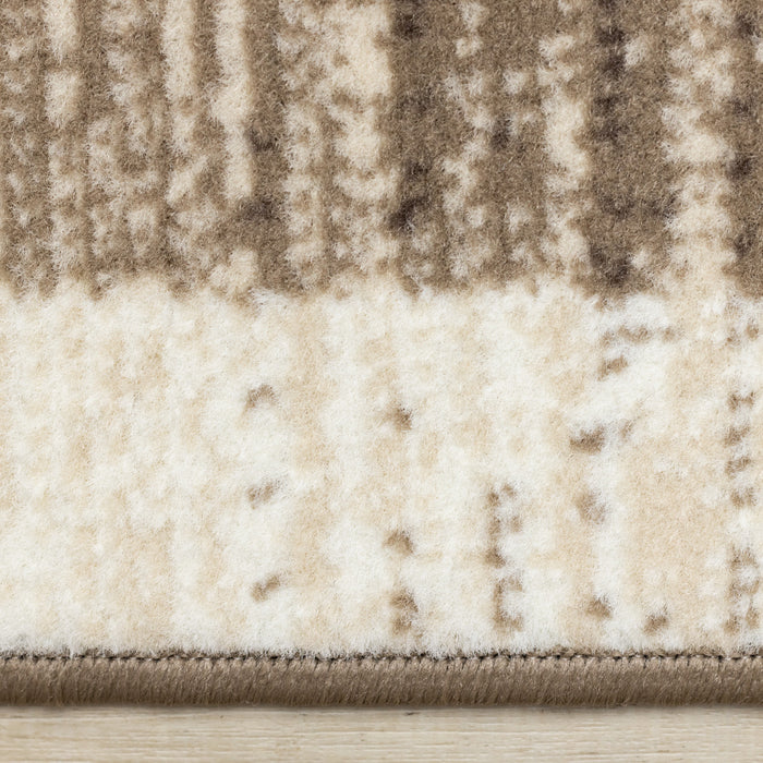 Carpette Forte brune, beige et crème à motif géométrique abstrait - 7 pi 9 po x 10 pi 6 po