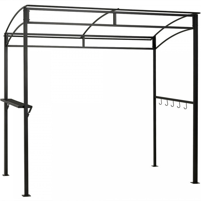 7’x4.5 ’ Grill Gazebo Patio Exterieur Jardin Bbq Auvent Abri De Rangement Crochet Brun