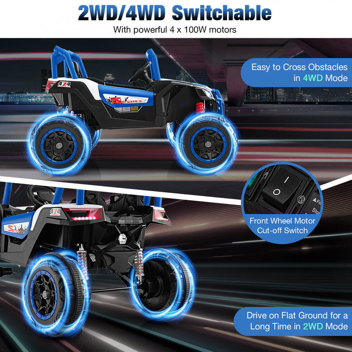 Costway 24v Kids Ride Sur Utv Avec 4 X 100w Puissant Moteur Telecommande Haute/basse Vitesse Marine