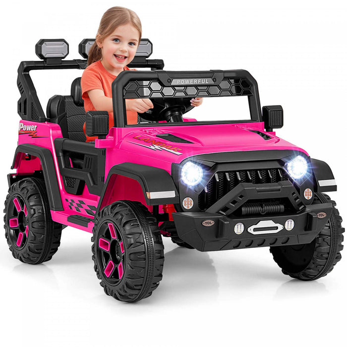 Costway 12v Enfants Roulent Sur Le Camion Avec 2 * 12v Moteurs Suspension De Ressort Et Telecommande Rose