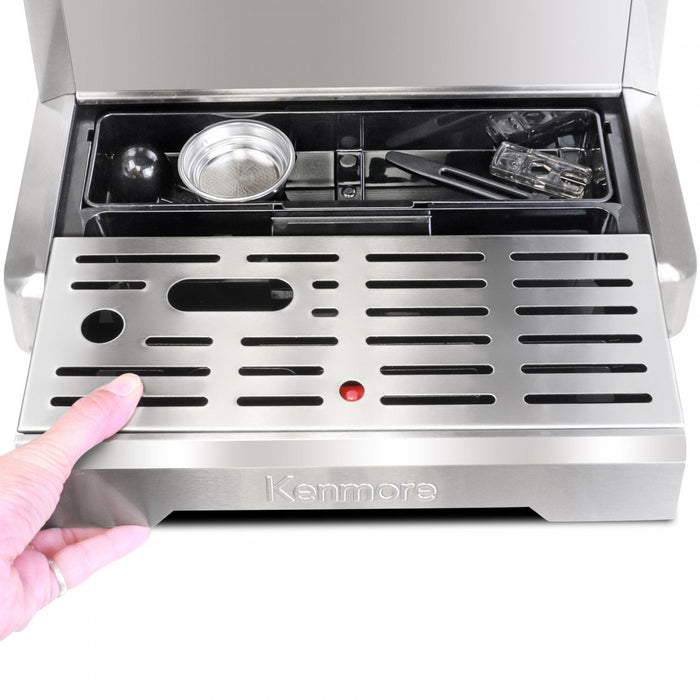 Machine à espresso Kenmore avec presse-mouture manuel, acier inoxydable - KKCMEMT