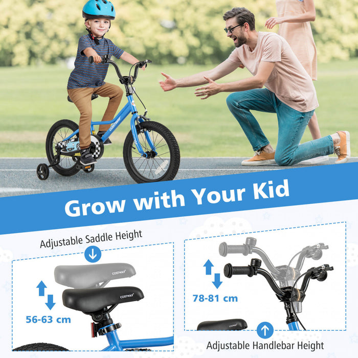 Costway 16\" Velo D'entrainement Pour Enfants Avec Roues D'entrainement Amovibles Pneumatiques Navy