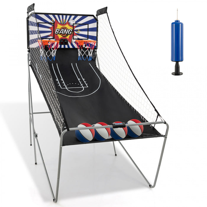 Costway Double Shot Basketball Arcade Game Avec 8 Modes De Jeu Arcade Son Electronique Scoring Blanc