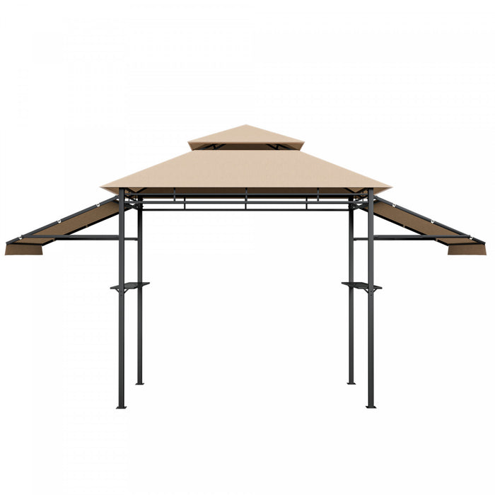 13.5’ X 4’ Patio Bbq Grill Gazebo Auvents Lateraux Etageres 2 Tier Canopy Exterieur