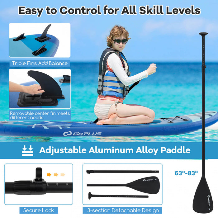 Petite Planche Gonflable De Sup Goplus, Planche De Pagaie Portable Avec Des Anneaux 5d