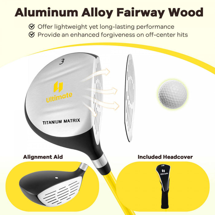 Ultimate Junior Golf Club Set Pour Enfants Comprend 165cc # 3 Fairway Wood Et # 7 Iron Yellow