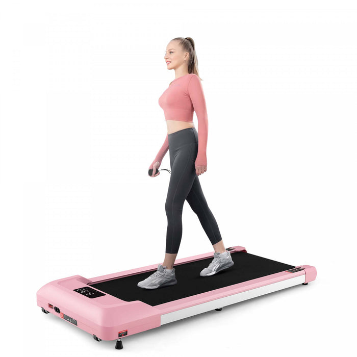 Superfit 0.6-3.8mph Tapis De Marche Sous Tapis Roulant De Bureau Avec Telecommande Et Ecran Led Rose