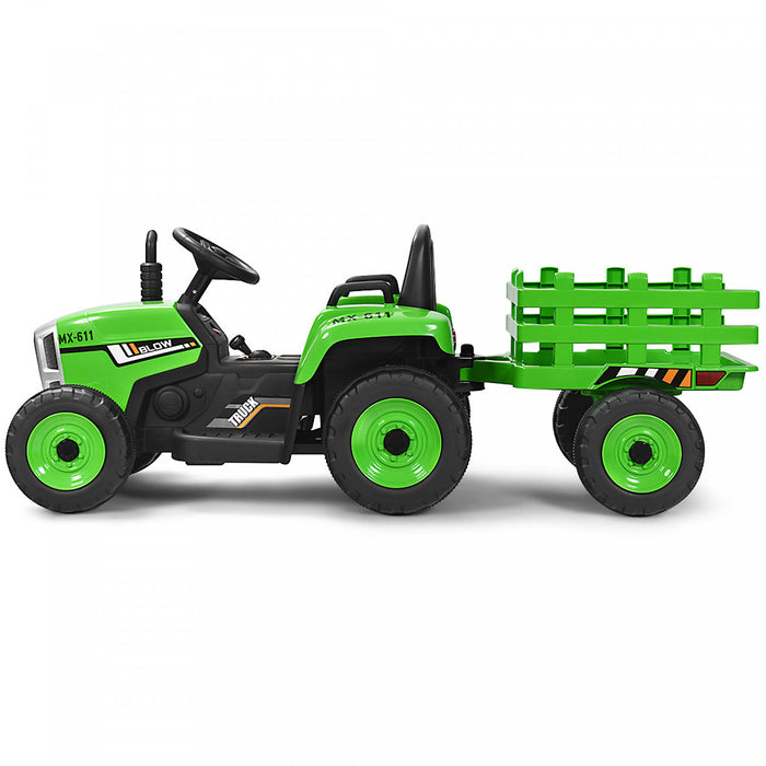 Costway Tracteur A Remorque Electrique 12v Avec Telecommande Et Lumieres Led