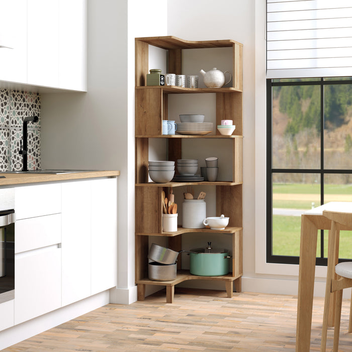 Bibliothèque en coin Nordik de Prepac - chêne naturel