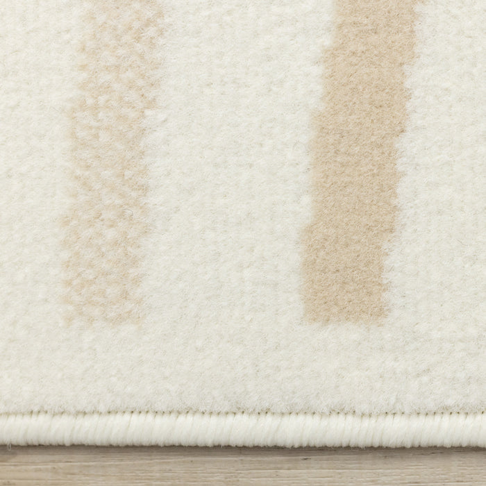 Carpette Forte crème, beige et brune à motif de lignes courbées - 7 pi 9 po x 10 pi 6 po