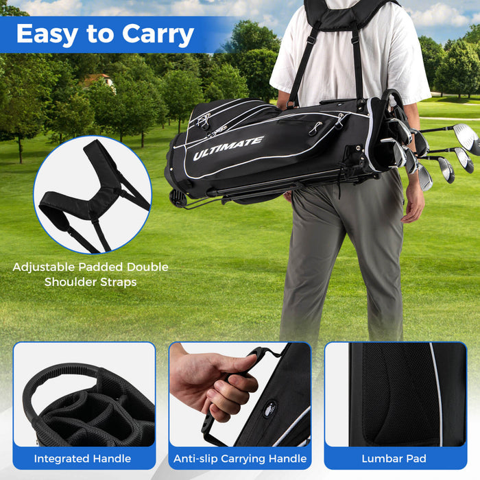 Ensemble Complet De 10 Clubs De Golf De Marque Costway Pour Hommes Avec Driver En Alliage Noir