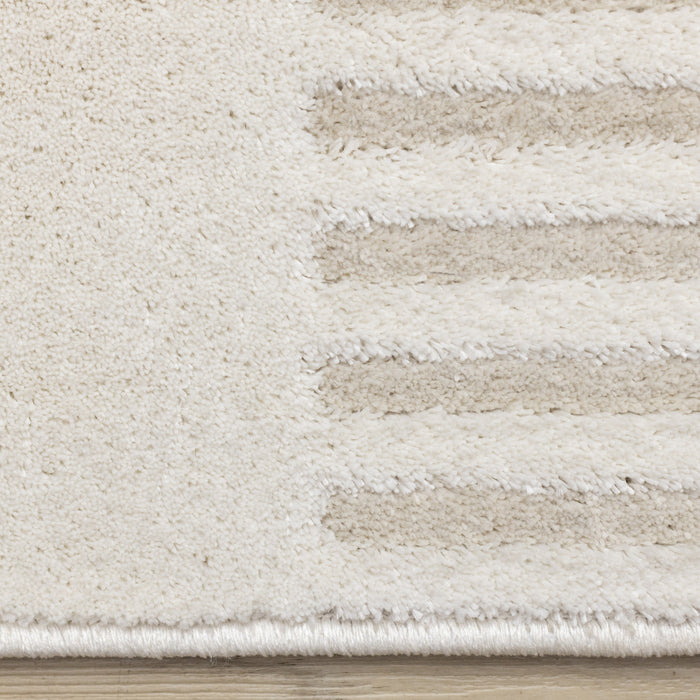 Carpette Hudson crème et beige à motif géométrique moderne - 5 pi 3 po x 7 pi 7 po
