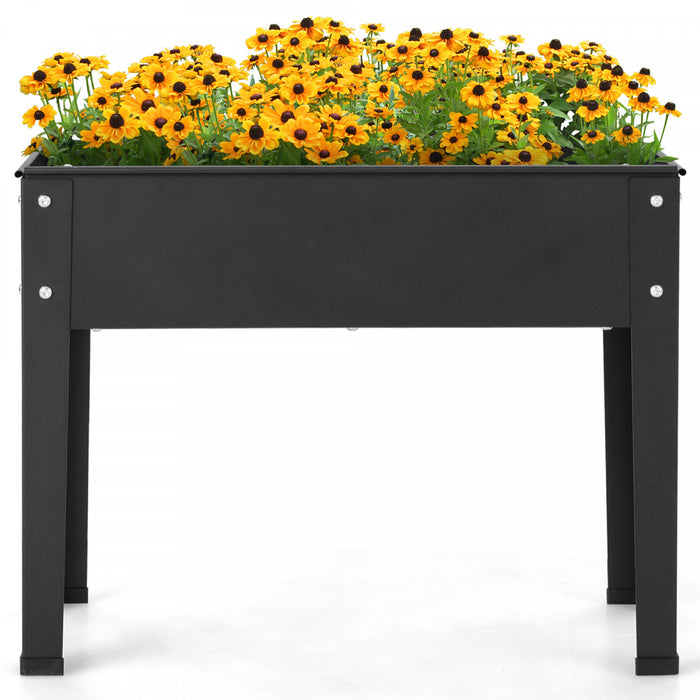 Costway 24\" Lit De Jardin Eleve Avec Les Jambes Metallique Eleve Planter Boite De Drainage Trou Arriere Cour