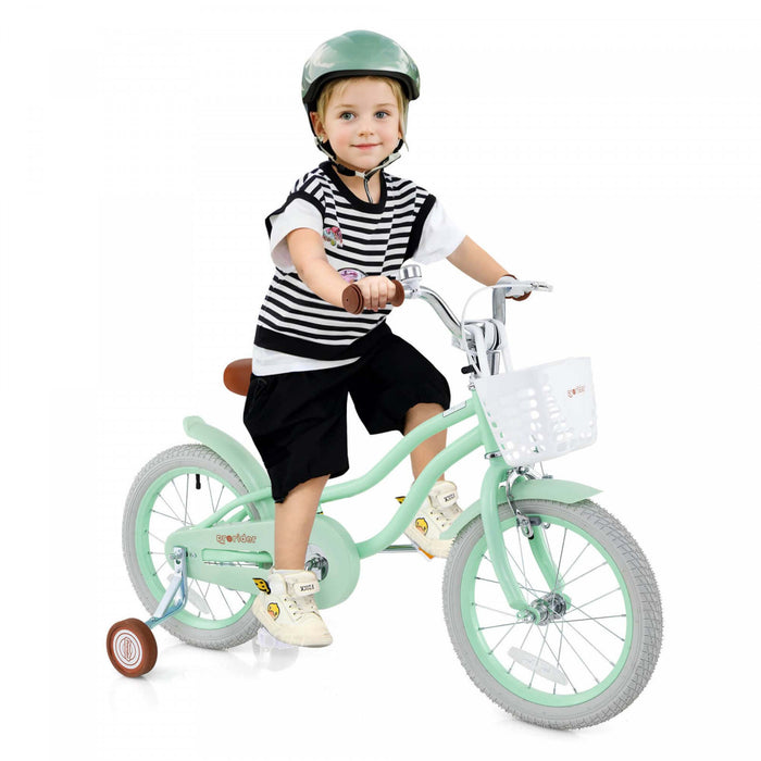 Prorider 16\" Enfants Velo Tout-petit Velo Reglable Avec Roue D'entrainement Pour 4-7 Ans Fille Vert