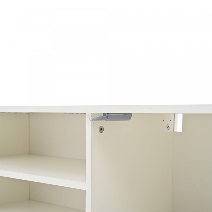 Zara Ensemble Meuble TV Mural 65 po avec Etageres d'Exposition, Blanc