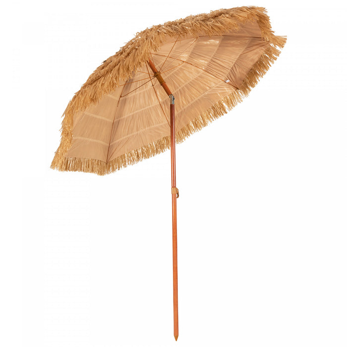 Costway Parasol de plage en paille de 6,5 pieds, inclinable, style tiki hawaien, patio portable