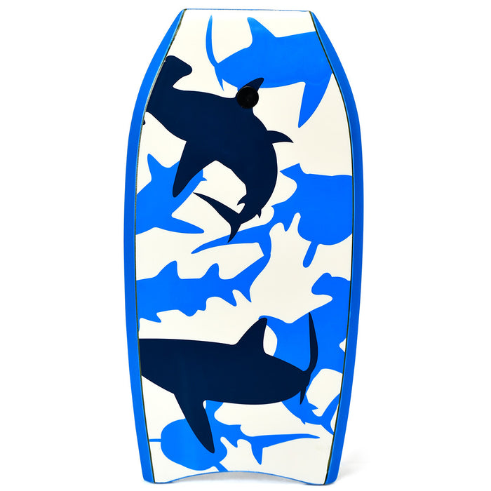 Planche De Bodyboard Surf 41 Pouces (105 X 51 X 6 Cm) Avec Sangle De 90 Cm Et Motif Requin Bleu Pour Debutant Enfant Adulte Xpe+hdpe 1,72kg