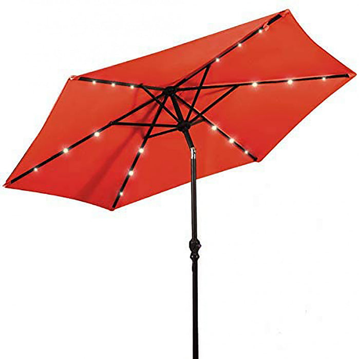 Costway Parasol de marche patio 9ft avec lumieres solaires et pied parasol en acier de 40 LBS