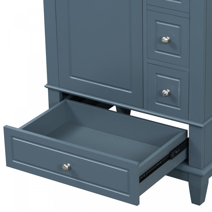 Sophia Meuble-lavabo de 24\" avec vasque en ceramique, Bleu Gris