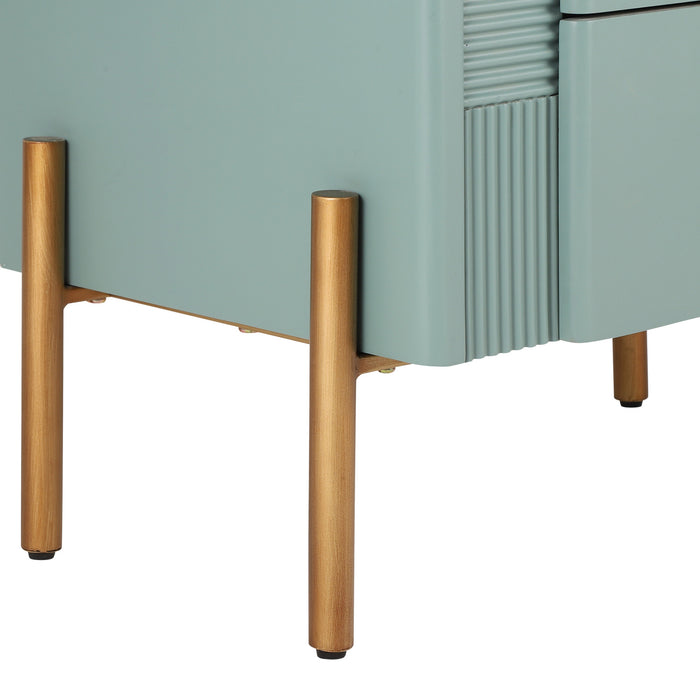 Lila Table de Nuit Moderne avec Tiroirs de Rangement et Poignees Metalliques, Vert