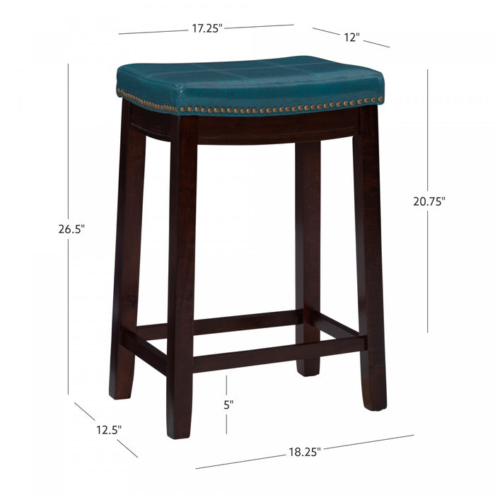 Tabouret Claridge de hauteur comptoir en similicuir et sans dossier - bleu