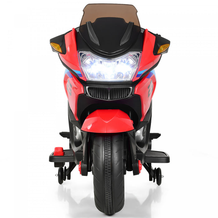 Moto Electrique 12v Pour Enfants Avec Roues D'entrainement Et Eclairage, Rouge