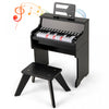Costway 25 Keys Digital Piano with Music Stand Stool Lighted Keys Teaching Mode for 3+ Kids Black