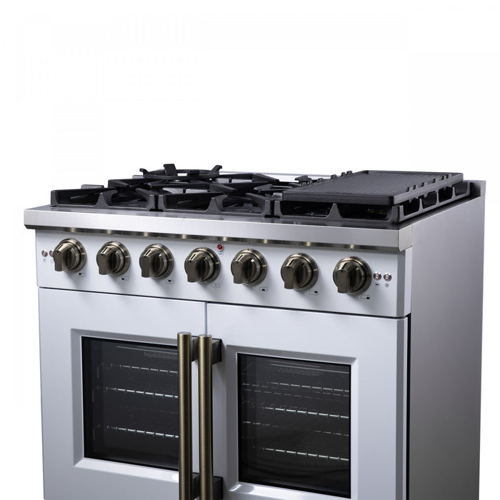 Cuisiniere a gaz blanche Capriasca 36 pouces, 5,36 pi³ – FFSGS6460-36WHT