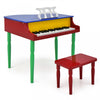 Costway 30-Key Classic Baby Grand Piano Toddler Toy Wood with Bench & Music Rack Colorful