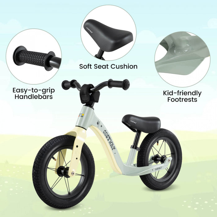 Costway 12 Pouces Magnesium Tout-petit Equilibre Velo Sans Pedale Formation Tout-petit Equilibre Velo Vert