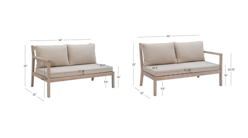 Causeuse Teagon de couleur beige et naturelle pour la terrasse à l’extérieur - ensemble de 2