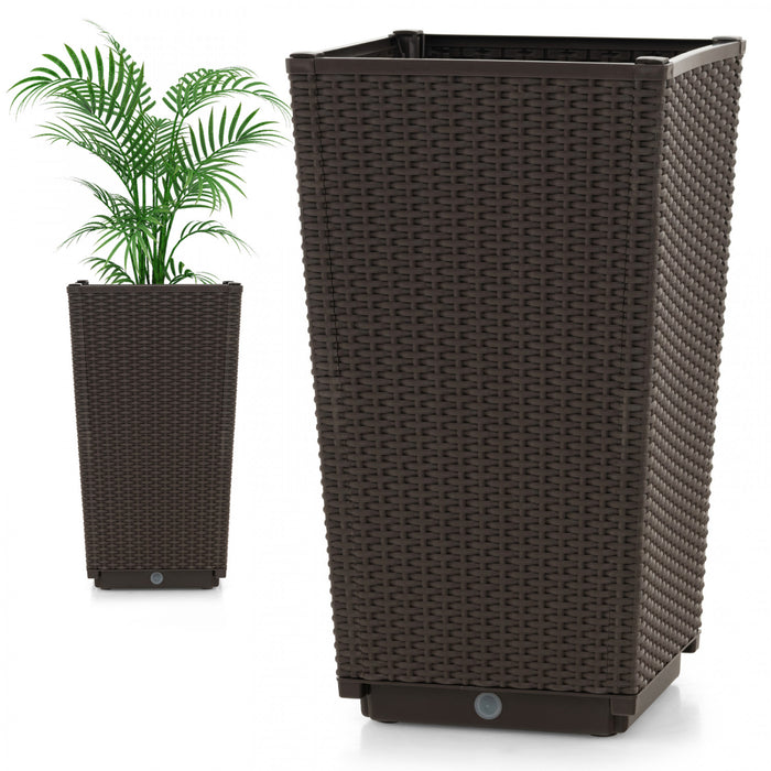 Costway 2pcs Outdoor Wicker Flower Pot 22,5 \"planters Hauts Avec Cafe Trou De Drainage