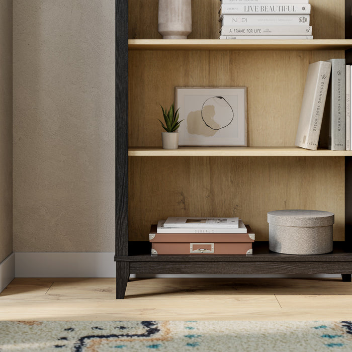 Bibliothèque arquée Ark de Prepac - noire et chêne naturel