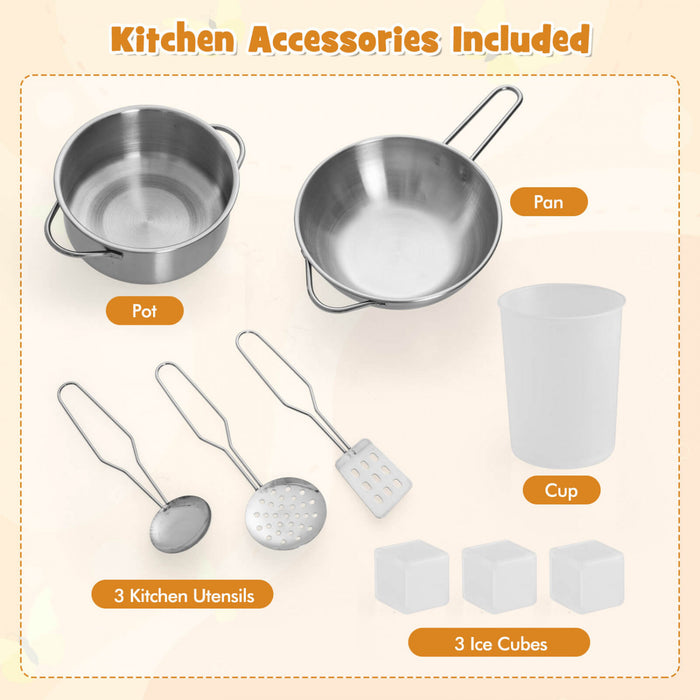 Costway Pretendre Jouer Cuisine Pour Enfants Tout Petit Enfant Age De 3 + Jeu De Jouet En Bois Avec Capuchon De Gamme Blanc
