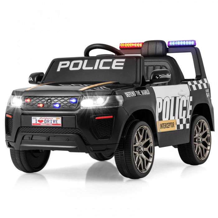 Honeyjoy Kids Ride Sur Voiture De Police 12v 7a Batterie Voiture De Police Avec Telecommande Noir