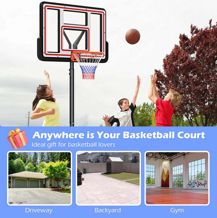Goplus 7.4-10 Ft Systeme Exterieur De Cercle De Basket-ball Avec 44 Pouces De Panneau Arriere Pc A L'epreuve