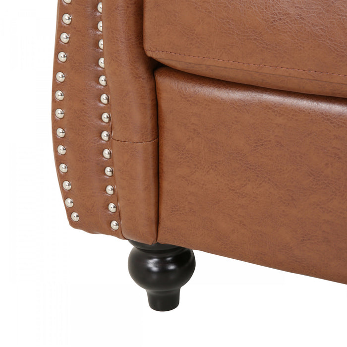 Gibbon Fauteuil Confortable Avec Revetement En Similicuir Et Dossier Capitonne, Marron