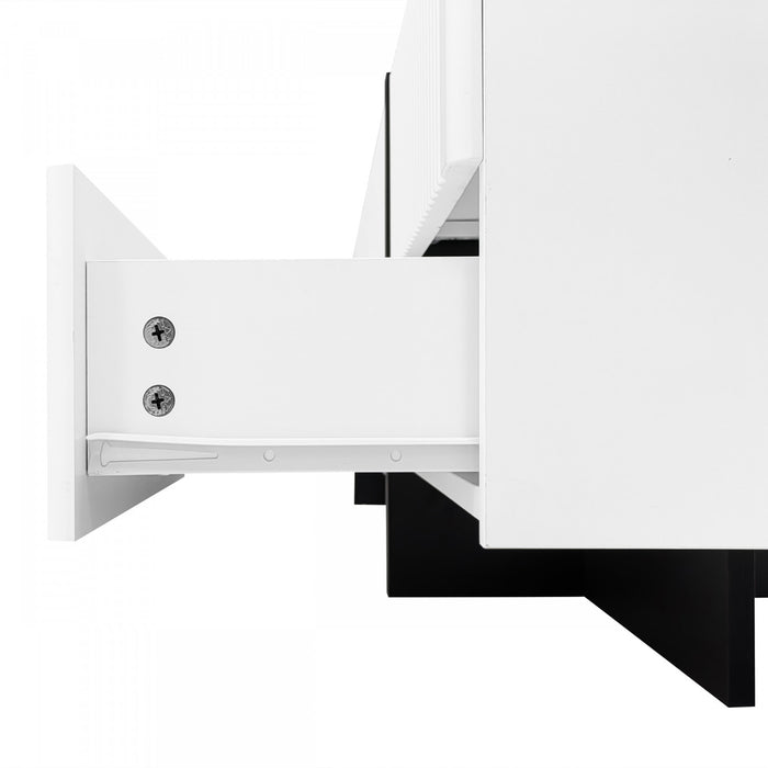 Emily 74.7\" Grand Cabinet TV de Rangement avec Portes et Tiroirs, Noir