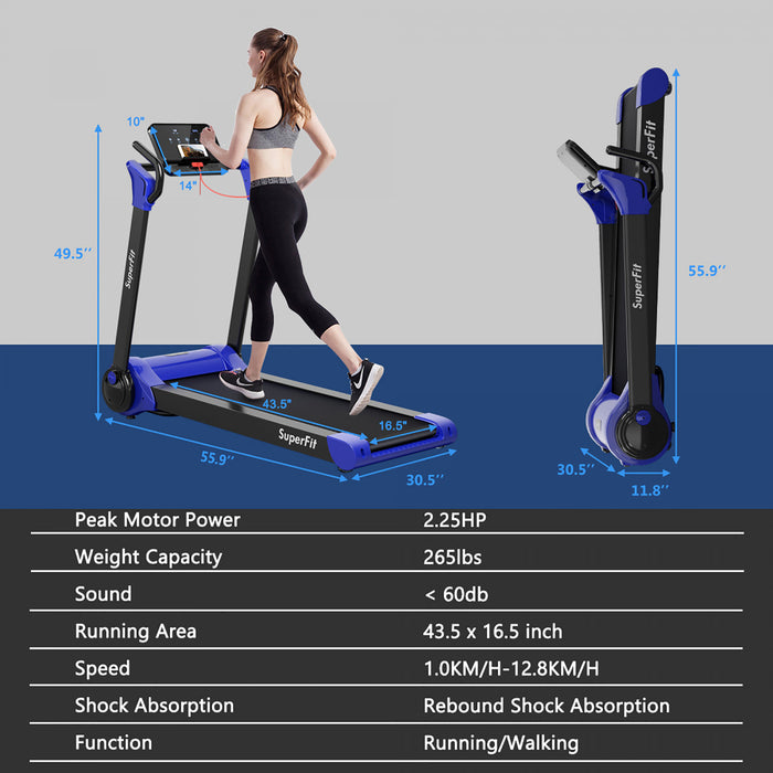 Tapis De Course Pliable 2,25cv Superfit Avec Haut-parleur Bluetooth